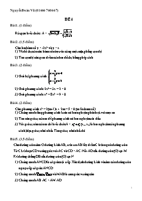 Đề ôn thi vào lớp 10 môn Toán - Đề 4